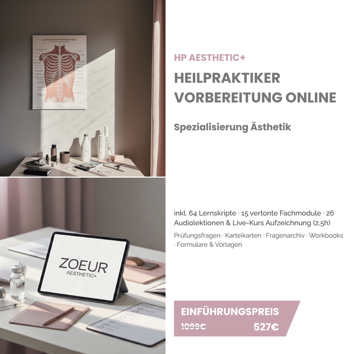 HP AESTHETIC+ | Heilpraktiker/in inkl. Ästhetik-Basis | Online Programm