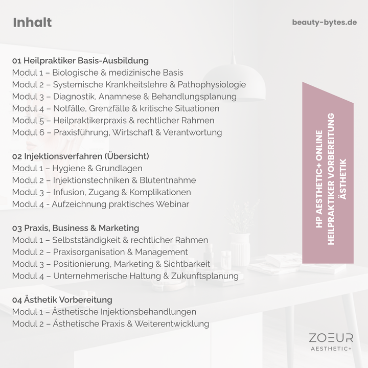 HP AESTHETIC+ | Heilpraktiker/in inkl. Ästhetik-Basis | Online Programm