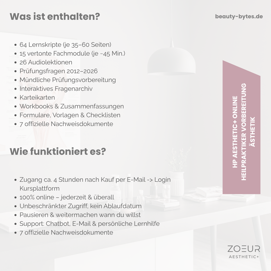HP AESTHETIC+ | Heilpraktiker/in inkl. Ästhetik-Basis | Online Programm